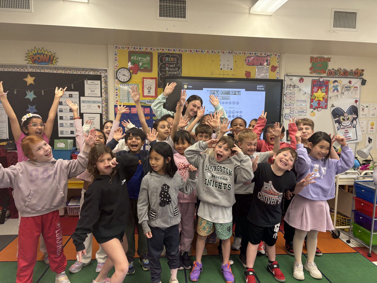 Student leading classroom of Students at Local Elementary School